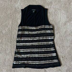 White House Black Market Black Sequin Top